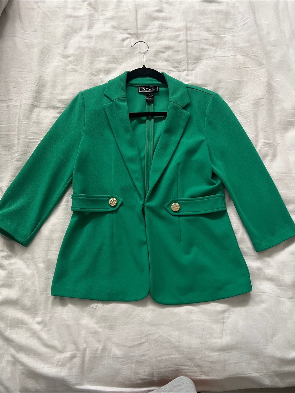 New York & Company Emerald Green Blazer with Gold Buttons